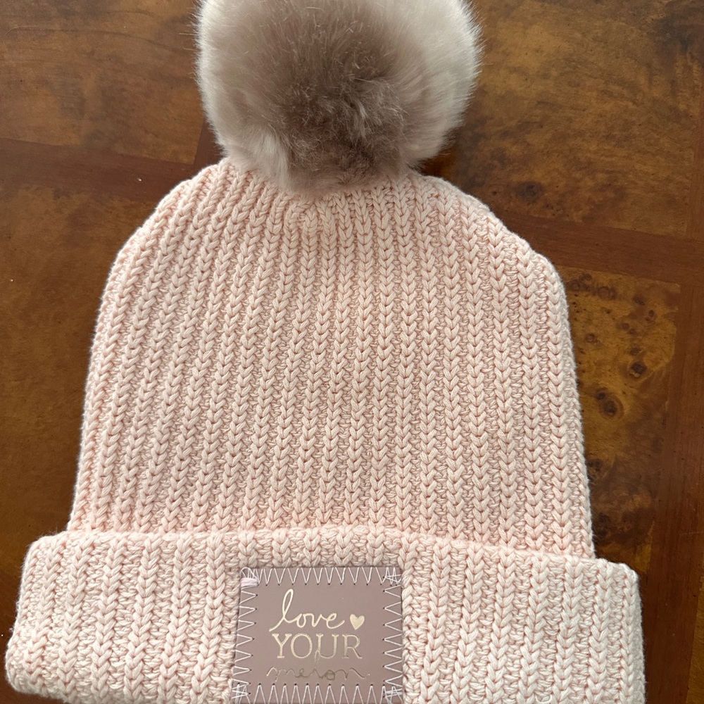 Love Your Melon Light Pink Knit Beanie with Pom